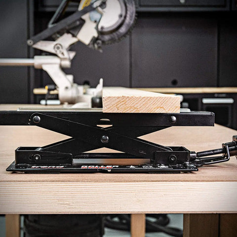 Adjustable Miter Saw Roller Stand With 140 Lb Capacity Height From 2 In To 6.3 In Ball Bearing Rollers holding wood block