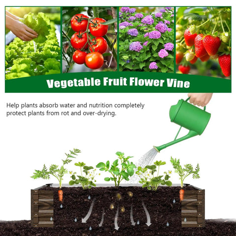 Do It All Galvanized Raised Garden Bed Set With Two Beds And 87 Inch Arch Trellis For Climbing Plants illustration with vegetable and fruit images.