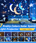 Kids Space Projector Night Light With 360 Degree Rotation And Five Projection Films illuminating a boy's room with cosmic stars.