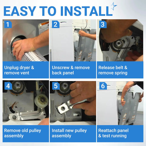 Dryer Idler Pulley Replacement For Whirlpool Maytag Kenmore Dryers Easy Install No Brainer Durable Aftermarket installation steps