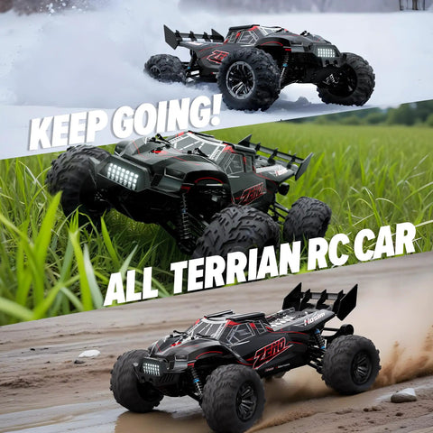 Fast 1 To 10 Scale RC Car For Adults And Kids 8 To 12, 4x4 Electric Remote Control Monster Truck on varied terrains