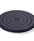 Black 8 Inch Lazy Susan Turntable Organizer with steel ball bearings, showing top view of heavy duty rotating swivel stand with non-slip pads.