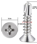 400pcs #8 x 3/4 Inch Flat Head Self Tapping Sheet Metal Screws Stainless Steel High Strength Quick Self Drilling Screws with Deep Threads