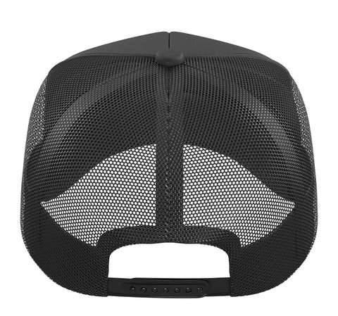 Back view of Cool Vise Gauge Square Machinist Trucker Hat For CNC Guys With Adjustable Mesh Back In Sleek Black.
