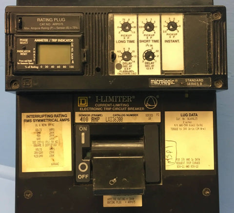 Heavy Duty 300 Amp Plug And Play Circuit Breaker Compatible With ILine Panels Featuring ILimiter Protection and detailed ratings display.