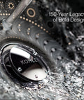 Artistic view of water flowing over a Kohler sink, highlighting the 150-year legacy of bold design.