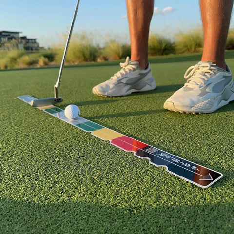 Stroke Meter 2.0 Putting Aid For Stroke Length, Speed, And Distance Control With Visual Feedback used on outdoor green