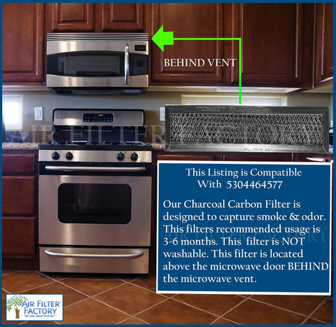 Charcoal Carbon Filter Replacement For Frigidaire Microwave Oven 5304464577 2 Pack kitchen installation guide with oven view