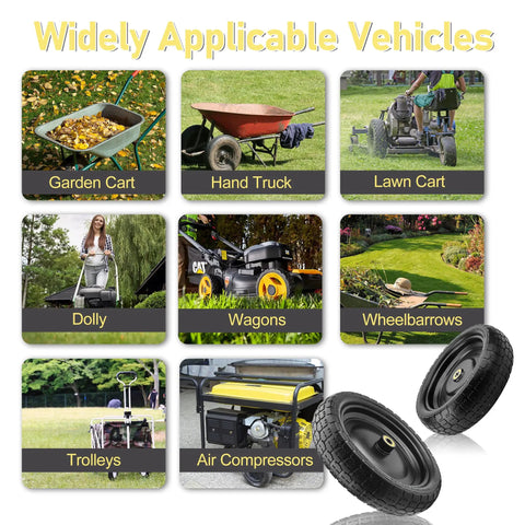 13 Inch Flat Free Replacement Tires For Carts And Wheelbarrows Heavy Duty Beefy Set Of Four Fits Garden Wagons Hand Trucks
