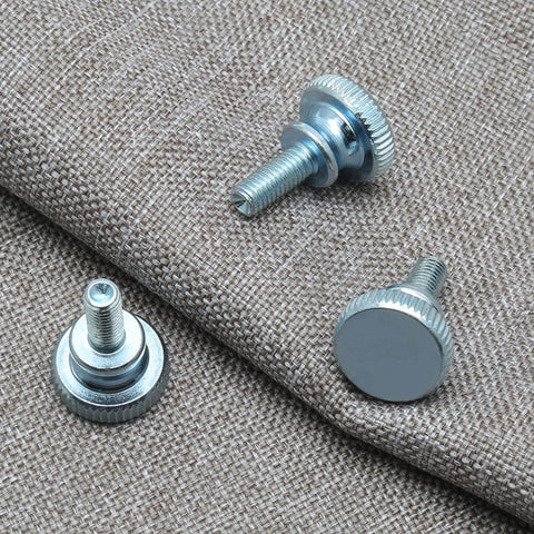 Three 10 Pcs M5 Knurled Thumb Screws Zinc Plated Flat Head Grip Knobs M5x12mm Durable Rust Resistant on fabric surface