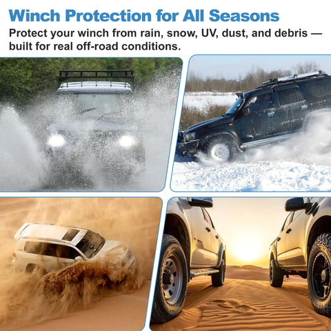 Heavy Duty Winch Cover Waterproof And Dustproof Guards Your Rig From Mud And Rain Tough 600D Oxford Fabric in action on off-road SUVs