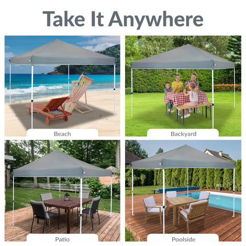 10x10 Canopy Replacement Top For Pop Up Shelter Heavy Duty PU Coated 150D Oxford Fabric In Gray used in various outdoor settings