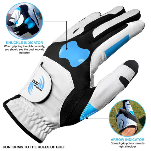 Grip Alignment Training Golf Glove With Non Slip Silicone Palm For A Lockdown Swing, Medium Large Left Hand For Right Handed Golfers