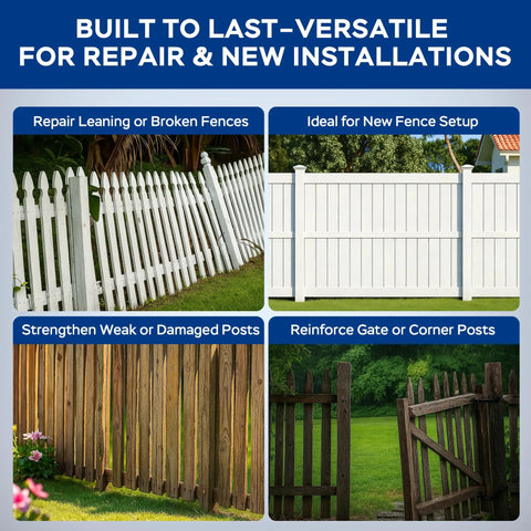 Fix Your Busted Fence Lines Fast With These Dang Solid Cold Rolled Steel Repair Stakes Heavy Duty Post Reinforcement Kit For Leaners And Weak Sections Black 6 Pack used on leaning wooden fences and corner posts.