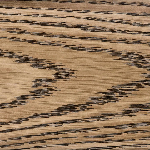 Close-up of reversible oak blade from Contempra IV Indoor Ceiling Fan With Light, 52 Inch, Brass Finish, LED Light Kit With Clear Ribbed Glass