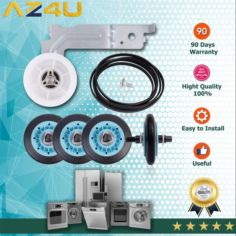 Dryer Repair Kit With Drum Rollers And Belt Pulley Replacement For Samsung Dryers DV210AEW XAA DV218AEW XAA set overview