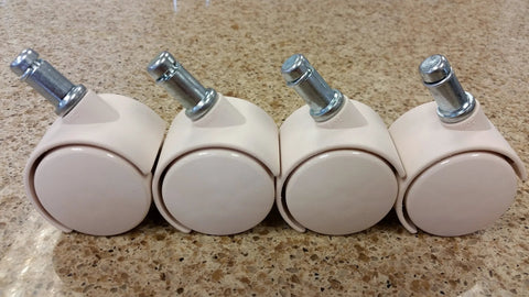 Almond chair casters replacement with swivel design for smooth, quiet, and floor-friendly gliding; easy to install with 3/8 inch stem.