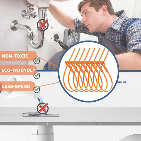 Kicking Nasty Hair Clogs Like A Pro This Flexible Drain Snake 25 inch hair clog remover in use under sink with plumber.