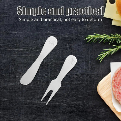 Five Piece Stainless Steel Cheese Knife Set With Butter Spreader for easy cutting and on-the-go use, elegant design tools shown