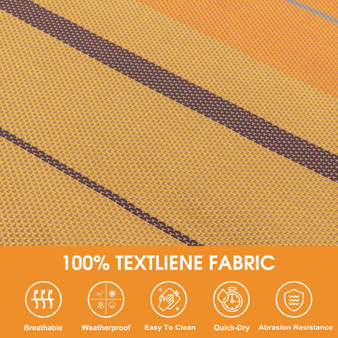 Close-up of Quick Dry Hammock With Spreader Bar Textliene Fabric For Two People Outdoor Patio Relaxation Coffee Stripes