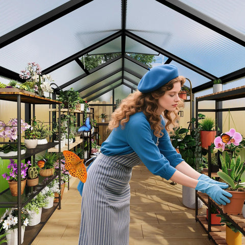 6x10 Ft Outdoor Greenhouse With Polycarbonate Panels Roof Vent Ground Nails Lockable Walk In Door Aluminum Frame Black Backyard Garden House For Patio Lawn And Garden Weather Resistant And Easy Access