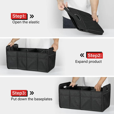 Trunk Organizer For Car SUV And Truck Collapsible Road Trip Ready Storage Box 50L Capacity Waterproof 600D Oxford Polyester