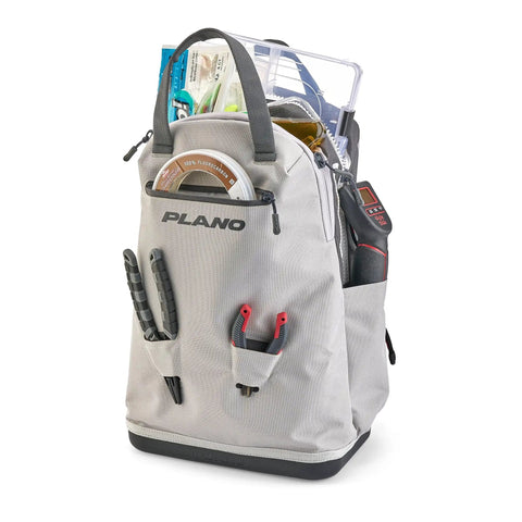 Weekend Warrior Tackle Backpack 3700 Series For Fishing with tools and tackle boxes visible, durable and waterproof design.