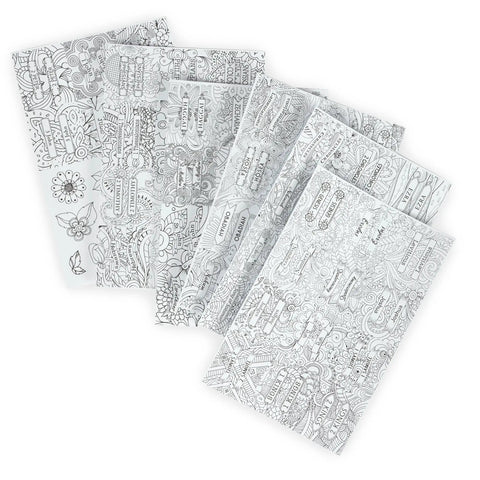 Totally Awesome Colorable Bible Index Tabs With Easy Peel And Stick Format Featuring Sweet Line Art Designs For Quick Scripture Navigation and Super Rad Custom Journaling Supplies No Sweat Required in a colorful design.