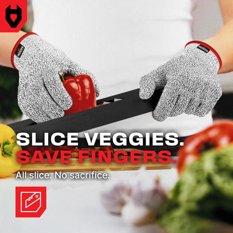 Pro Grade Cut Resistant Kitchen Gloves For Food Grade Safety Level 5 Meat Cutting For Chefs And Butchers cutting red pepper with mandoline