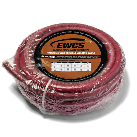 4/0 Gauge Red Welding Cable, 25 Feet, Premium Industrial Grade, Extra Flexible 600 Volt Wire, 100 Percent Copper, Rated Minus Fifty To One Hundred Five Celsius, Heavy Duty Welding Cable for MIG TIG ARC
