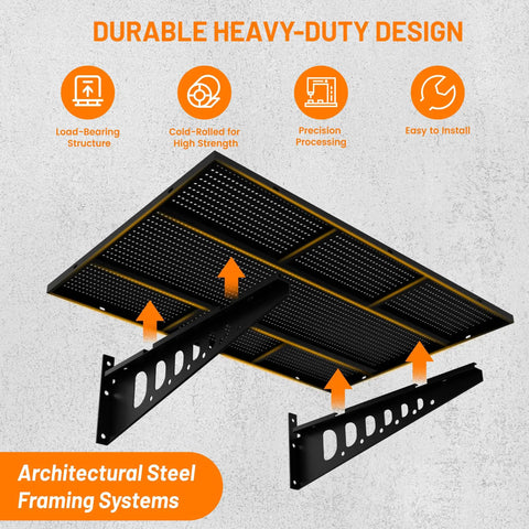 2-Pack Heavy Duty Wall Shelves 2x3ft, 500 Lb Capacity Garage Wall Mounted Shelving Racks With Complete Install Kit, Deep Flat Panels, Black