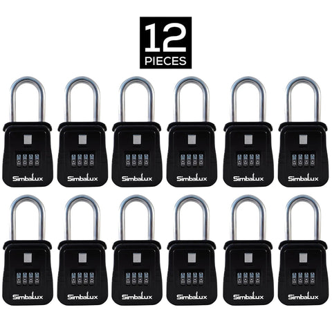 Combo Realtor Lockbox 12 Pack With Easy 4 Digit Code Reset And High Capacity Key Tray Fits On Doors Rails Water Pipes Holds Up To 3 Regular Keys Or 5 Small Keys 10000 Unique Codes For Real Estate Pros