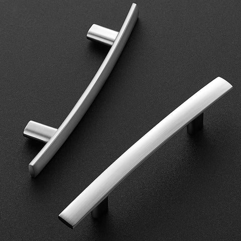 Curved Cabinet Pulls Five And Three Sixteenth Inch Brushed Nickel Zinc Alloy 30 Pack No Fuss Easy Grip Kitchen Cupboard Handles With Three Inch