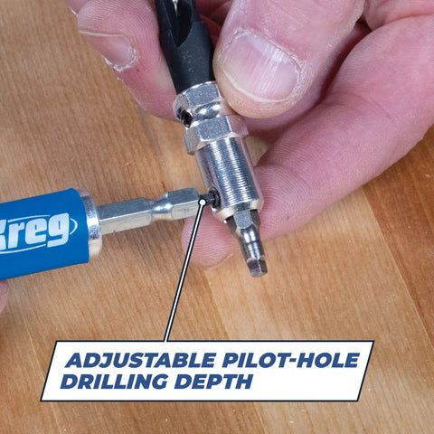 Your New Shop Floor Favorite Features A Heavy Duty Two Sided Drill Bit And Driver that shows adjustable pilot-hole drilling depth.