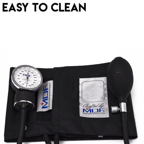 Calibra Aneroid Premium Sphygmomanometer For Pro Clinics And Home Use With Prograde Build Easy Read White Dial Black Adult Cuff Durable Carrying Case Latex Free Lifetime Calibration Portable Blood Pressure Monitor, black cuff set