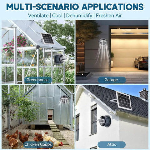 Solar Powered Exhaust Fan Kit With 8 Inch High Speed Vent Fan 25W Solar Panel Bracket Anti Backflow Valve Power Adapter For Shed Greenhouse And Attic Ultra Quiet Brushless Motor Perfect For Shed Greenhouse Attic And Garage Use With Easy Installation