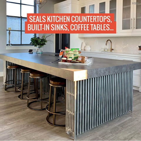 Concrete Countertop Sealer For Food Prep, High Heat Up To 392 Fahrenheit, Waterproof Matte Finish, kitchen island view