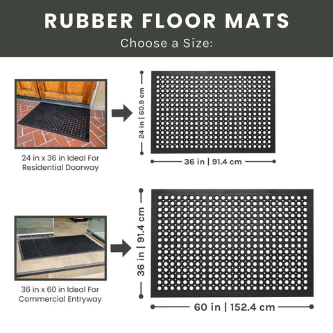 Anti Fatigue Rubber Floor Mat With Drainage Holes For High Traffic Areas Grippy Non Slip Doormat For Entryway Kitchen 24x36 inches shown