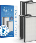 Replacement Filter Set For MA-112 Air Purifier 3 In 1 With Pre-Filter True HEPA H13 And Activated Carbon, 2-pack shown with box.