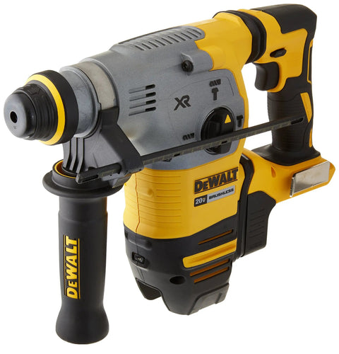 Heavy Duty Cordless 20V Brushless Rotary Hammer Drill Sick Power Bad Boy With Active Vibration Control and E Clutch side view, yellow and gray design.