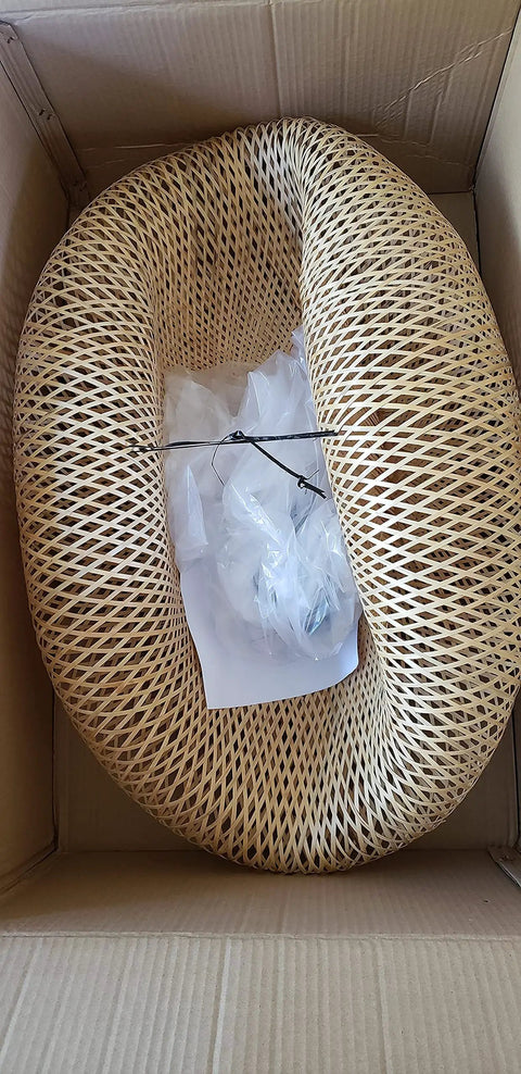 Bamboo Pendant Light For Kitchen Island 16 Inch Beige Hanging Lamp with packaging, ready to install.