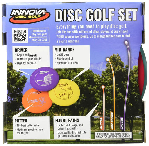 Beginner Disc Golf Set With Driver Midrange And Putter In Durable DX Plastic Beginner Weight Discs Three Disc Pack Box
