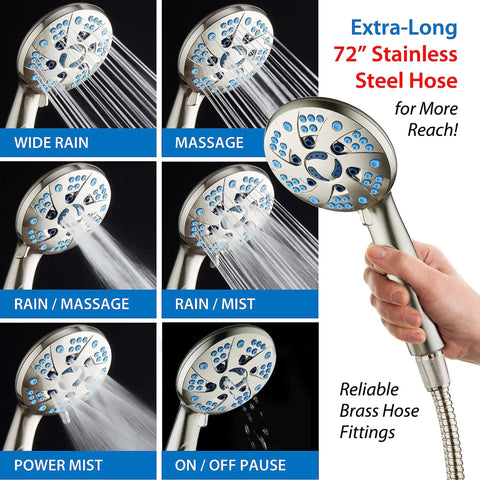 High Pressure Spa Shower System With 6 Inch Rain Head And Handheld 3 Way Shower Head Combo 48 Modes Anti Clog Nozzles