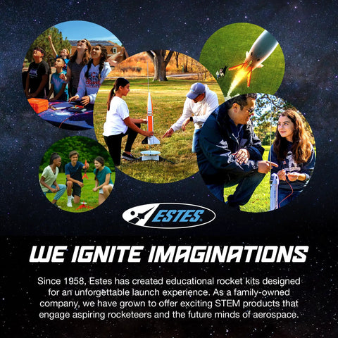 Collage showcasing the Tandem X Rocket Building Kit For Beginners With Launch Pad And Controller used by children outdoors.