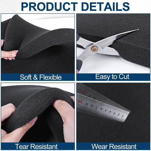 Rock Solid High Density Polyurethane Foam Sheets 12X12X1 Inch Hella Durable Next Level Packing Inserts For Toolboxes Camera Gear Jewelry Boxes Diy Crafts Black 4 Pack, showing flexible and easy to cut foam.