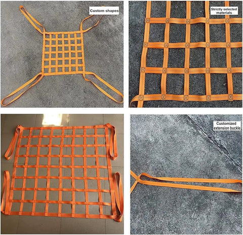 Heavy Duty Cargo Lifting Net 2x2M Pallet Mesh Bag For Hoisting And Loading 3T Capacity with polyester straps