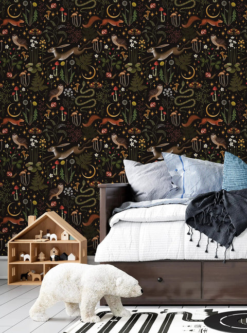 Enchanted Forest Mood Peel And Stick Wallpaper For Dark Background Decor Single Sheet 24 W By 48 H Or 24 W By 108 H Inches