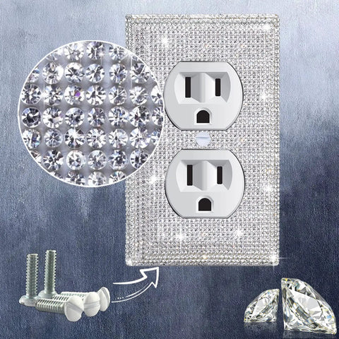 Shiny Silver Rhinestones Wall Plate Cover for Light Switch and Outlet 1 Gang Toggle Decor Dope Sparkle Upgrades Your Home Office