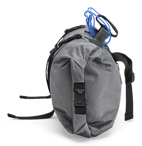Side view of Mule 9 Bikepacking Waterproof Sideload Handlebar Pack With Easy Access Gear Pockets And Secure Attachment, Wolf Grey
