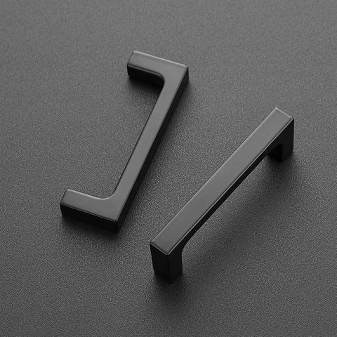 Must Have 5 Pack 3 Inch Hole Centers Matte Black Cabinet Pulls Handles Solid Drawer Pulls For Kitchen Cabinets shown flat